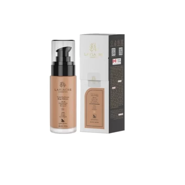 ضد آفتاب رنگی مات فاقد چربی لاویاچه +spf 50 مناسب انواع پوست بژ سولاریوم 60 میل