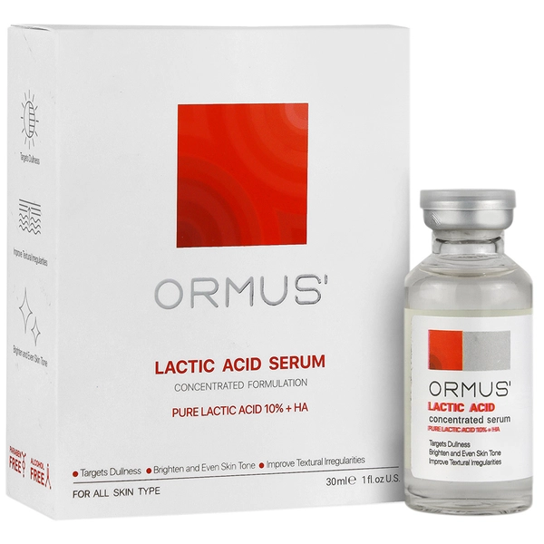 سرم لاکتیک اسید ۱۰٪ + هیالورونیک اسید اورموس - لایه‌بردار ملایم پوست ormus