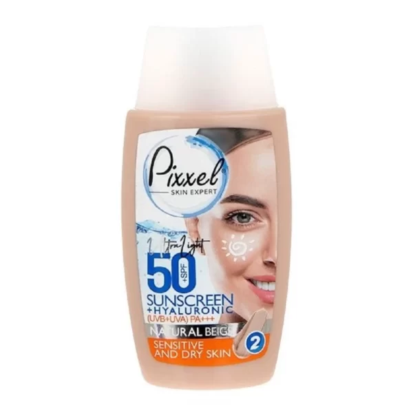 ضد آفتاب پیکسل +SPF50 رنگی بژ طبیعی مناسب پوست خشک و نرمال و حساس 50 میل