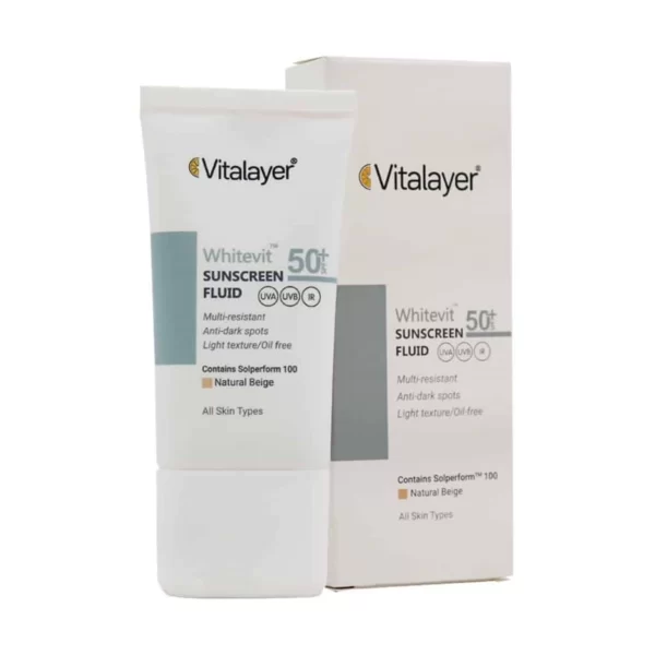 فلوئید ضد آفتاب ویتالیر رنگ بژ طبیعی ضد لک وایت ویت 50 میل
