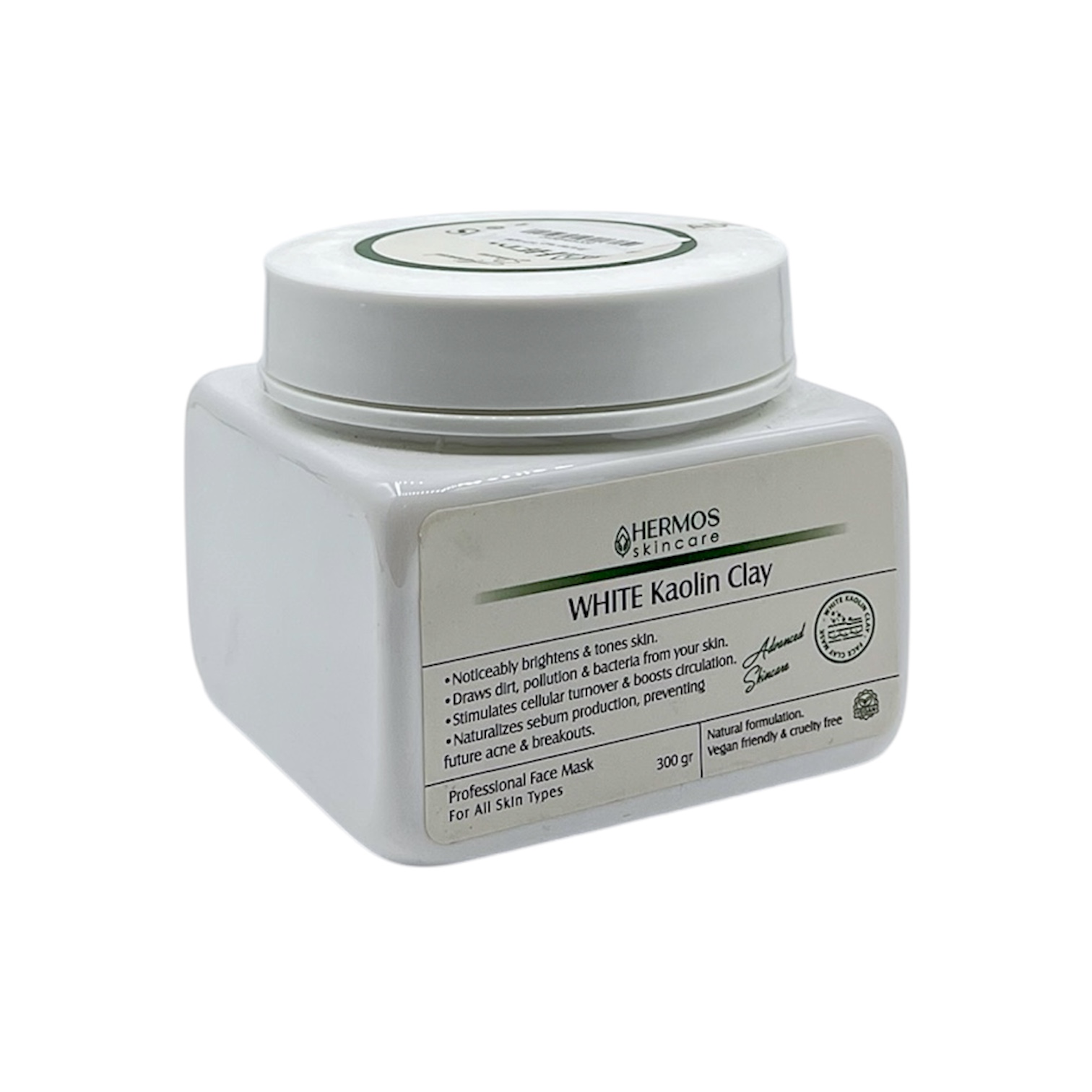 ماسک خاک رس کائولن سفید هرموس 300g ماسک خاک رس کائولن سفید هرموس 300g