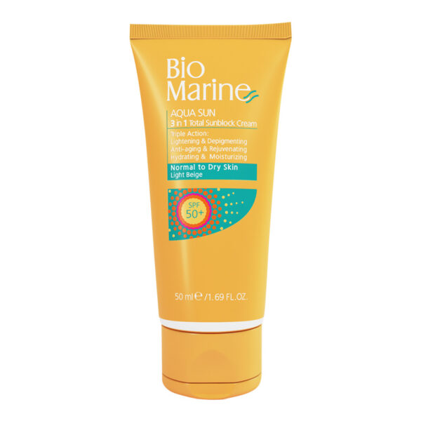 کرم ضد آفتاب 3 در 1 رنگی (بژ روشن) +SPF50 بایومارین – پوست نرمال تا خشک