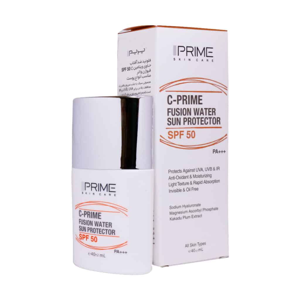 فلوئید ضد آفتاب SPF50 فیوژن واتر پریم فلوئید ضد آفتاب SPF50 فیوژن واتر پرایم حاوی ویتامین C