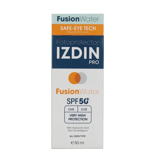 کرم ضد آفتاب بی رنگ ایزدین پرو مدل Fusion Water با SPF50 انواع پوست