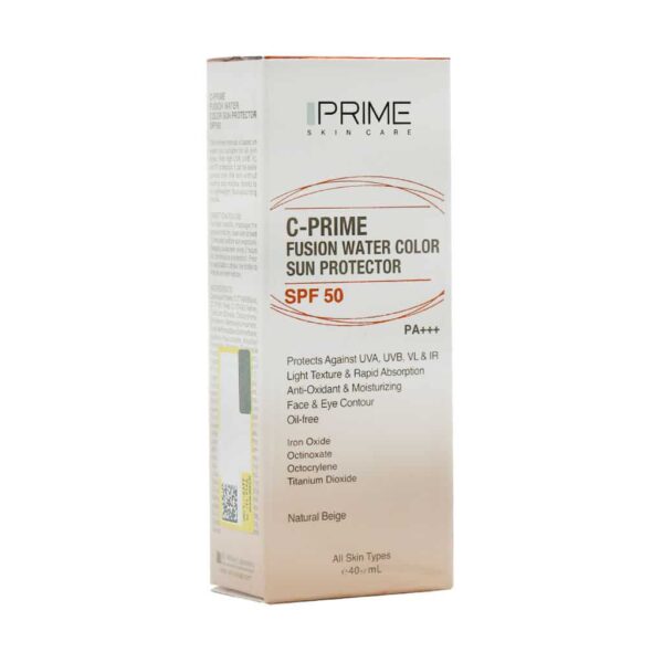 فلوئید ضد آفتاب SPF50 فیوژن واتر پرایم بژ طبیعی حاوی ویتامین C