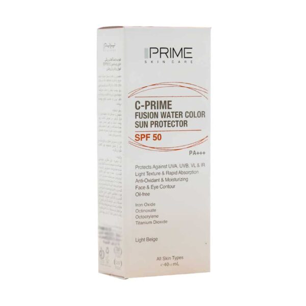 فلوئید ضد آفتاب SPF50 فیوژن واتر پرایم بژ روشن حاوی ویتامین C