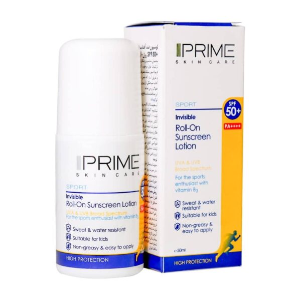 لوسیون رولی ضد آفتاب SPF50 پرایم فاقد رنگ 50 میل