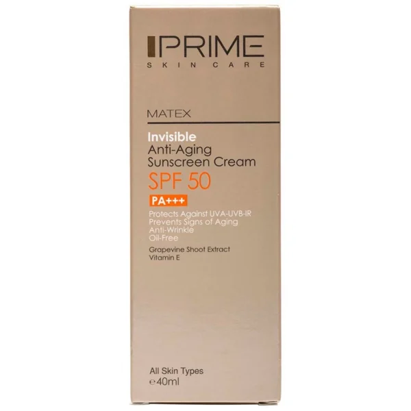 کرم ضد آفتاب جوان کننده با +SPF50 پرایم-فاقد چربی و فاقد رنگ